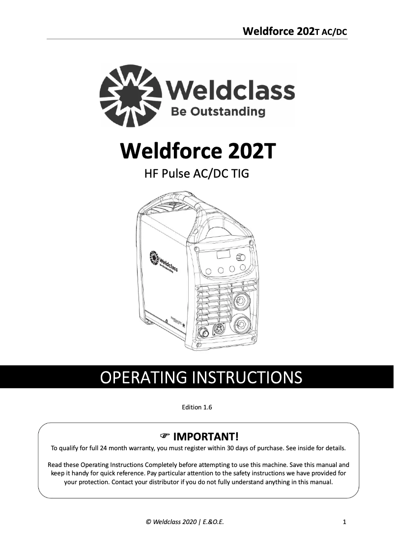 Image de la première page du manuel de l'appareil Weldforce 202T