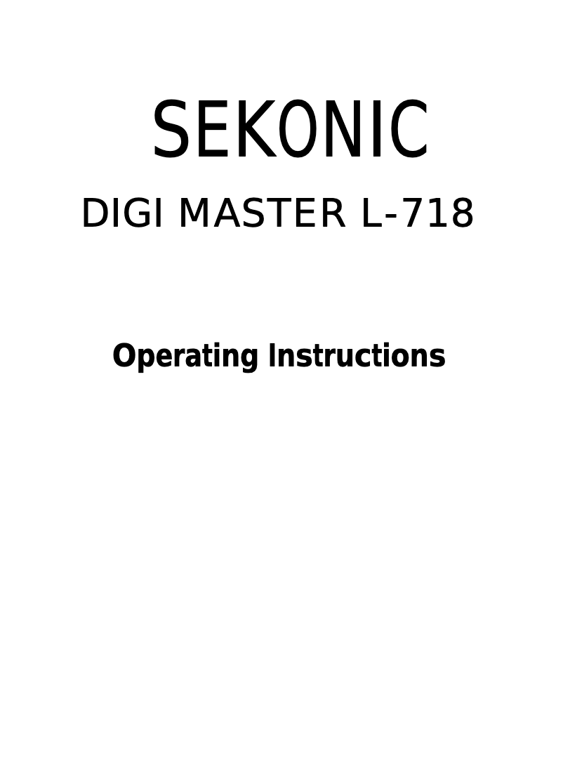 Page 1 de la notice Manuel utilisateur Sekonic L-718