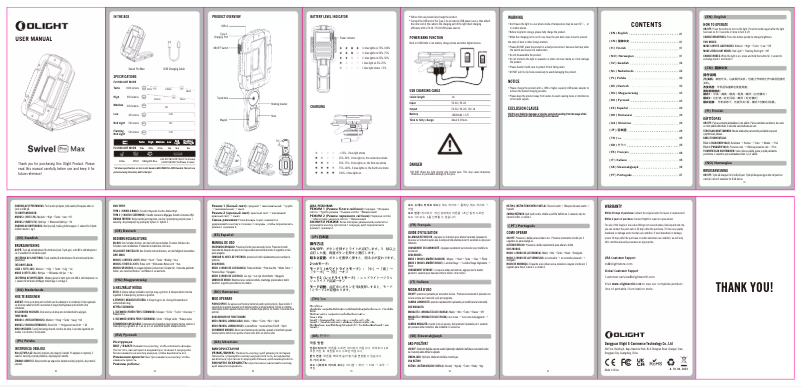 Page 1 de la notice Manuel utilisateur Olight Swivel Pro Max