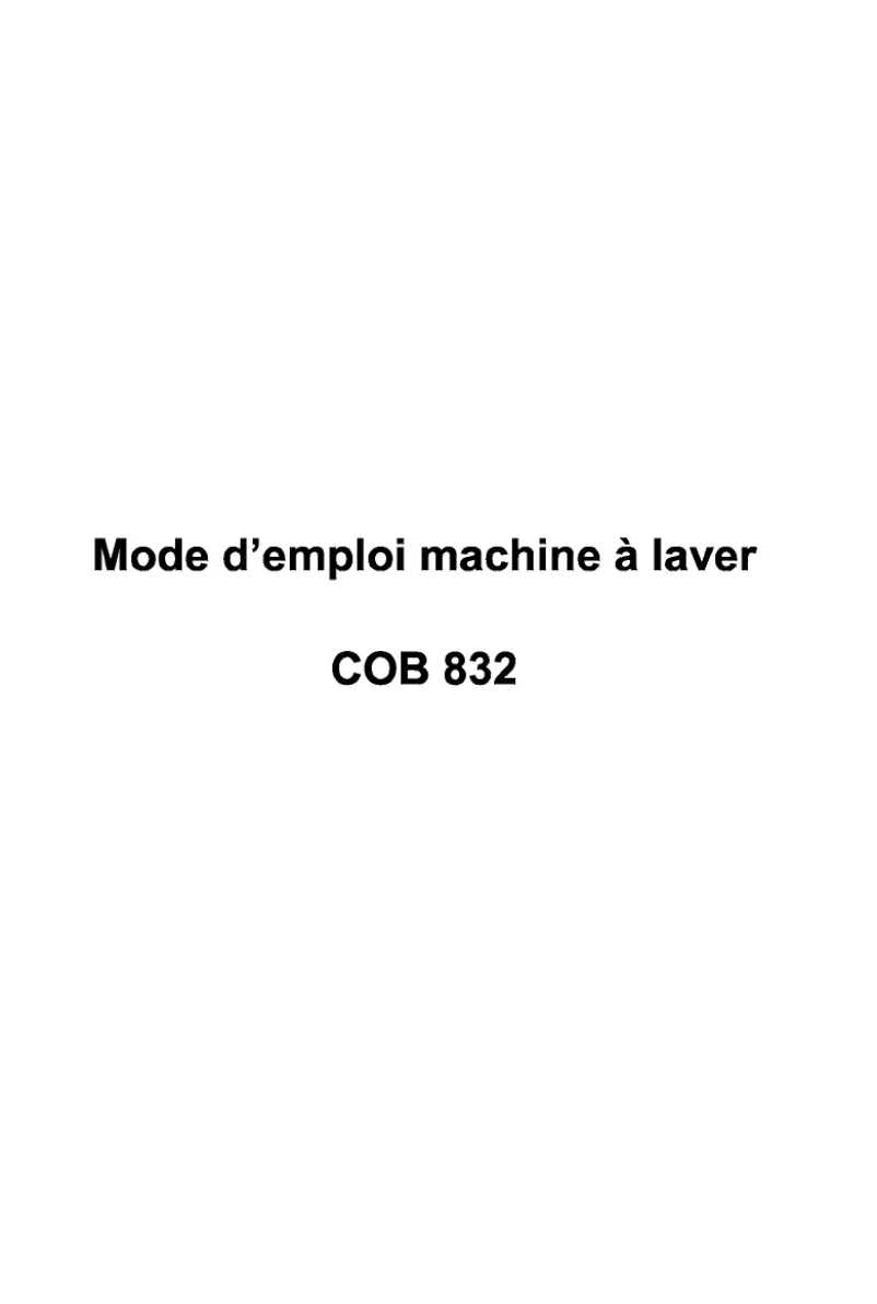 Image de la première page du manuel de l'appareil COB832