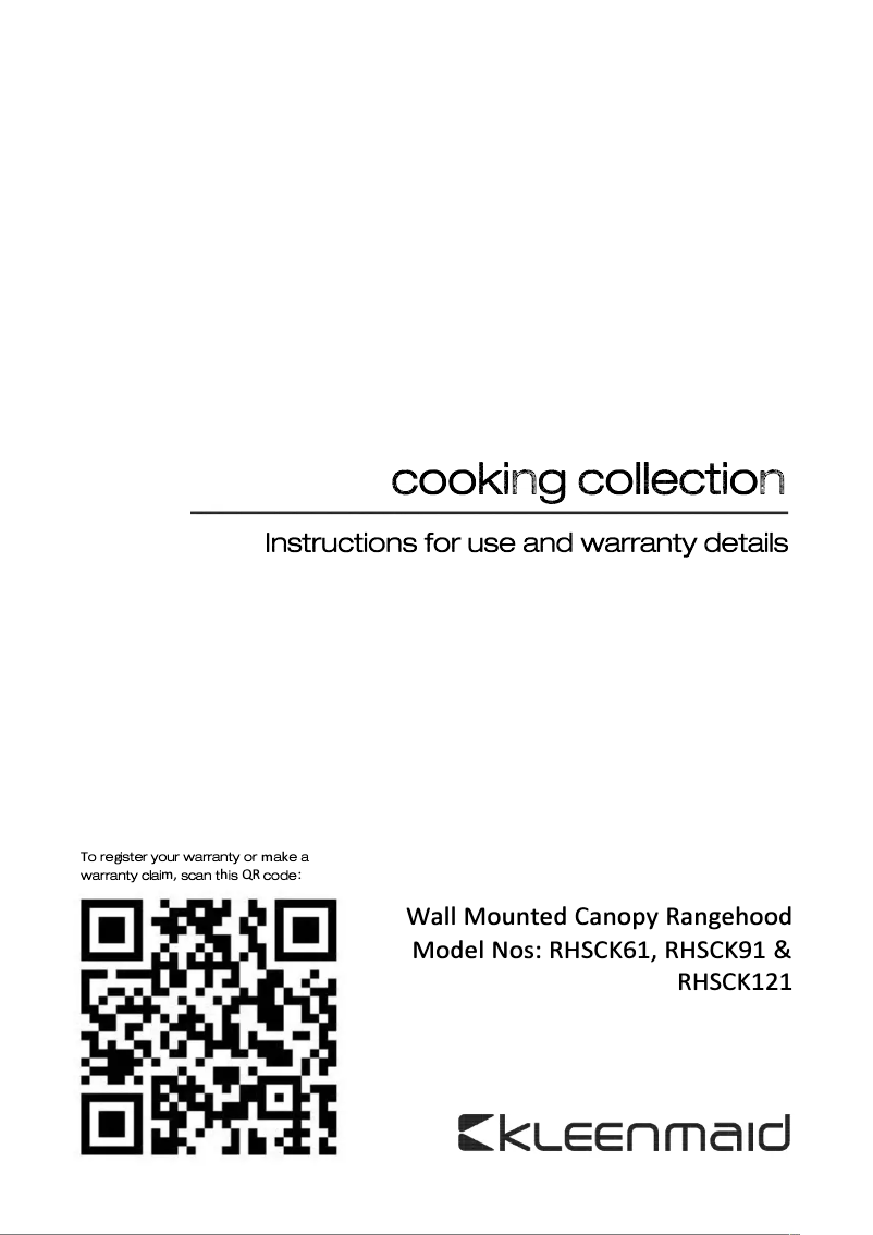 Page 1 de la notice Manuel utilisateur Kleenmaid RHSCK91