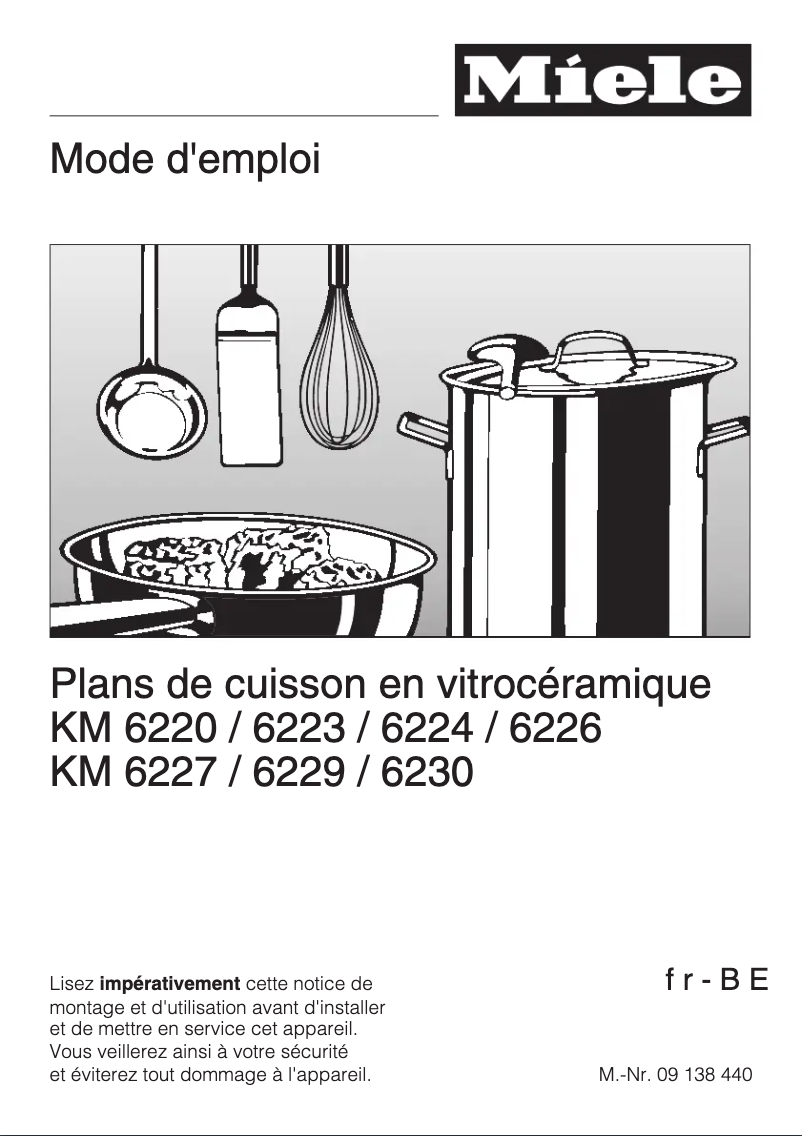 Page n°1 - Manuel utilisateur Miele KM 6230