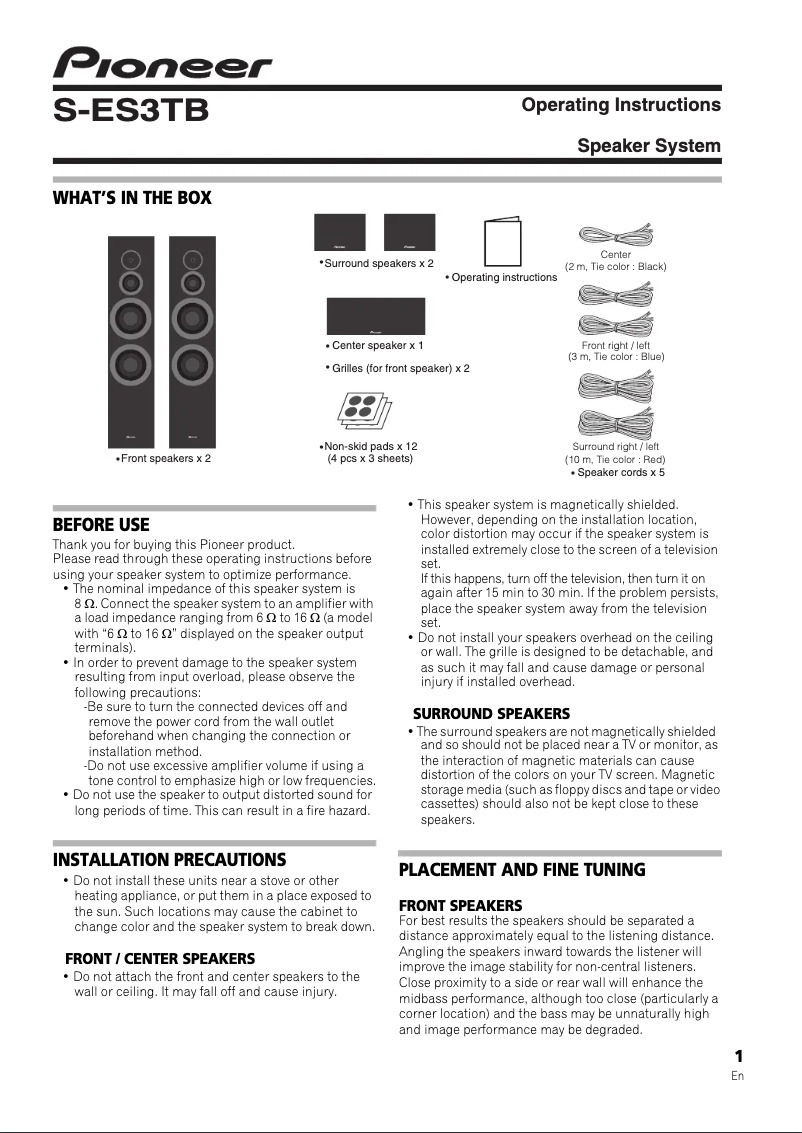 Image de la première page du manuel de l'appareil S-ES3TB