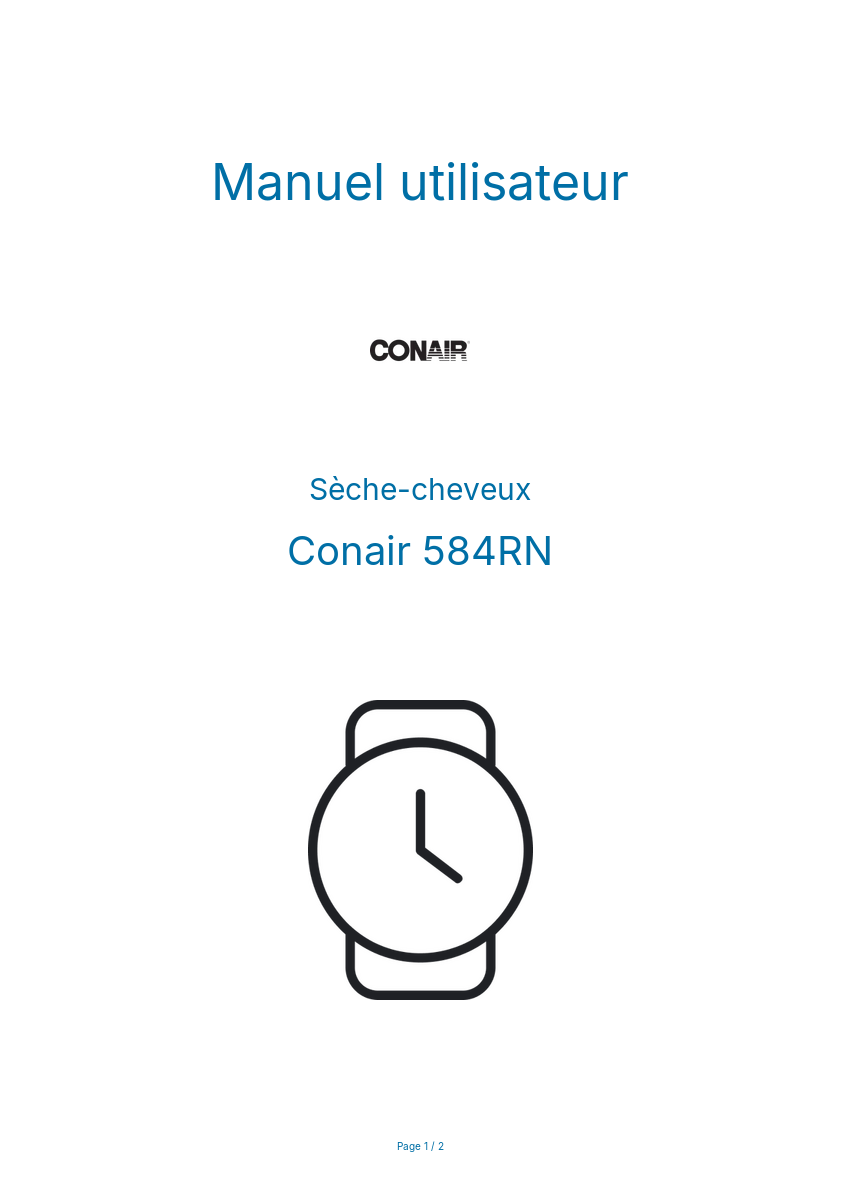 Page n°1 - Manuel utilisateur Conair 584RN