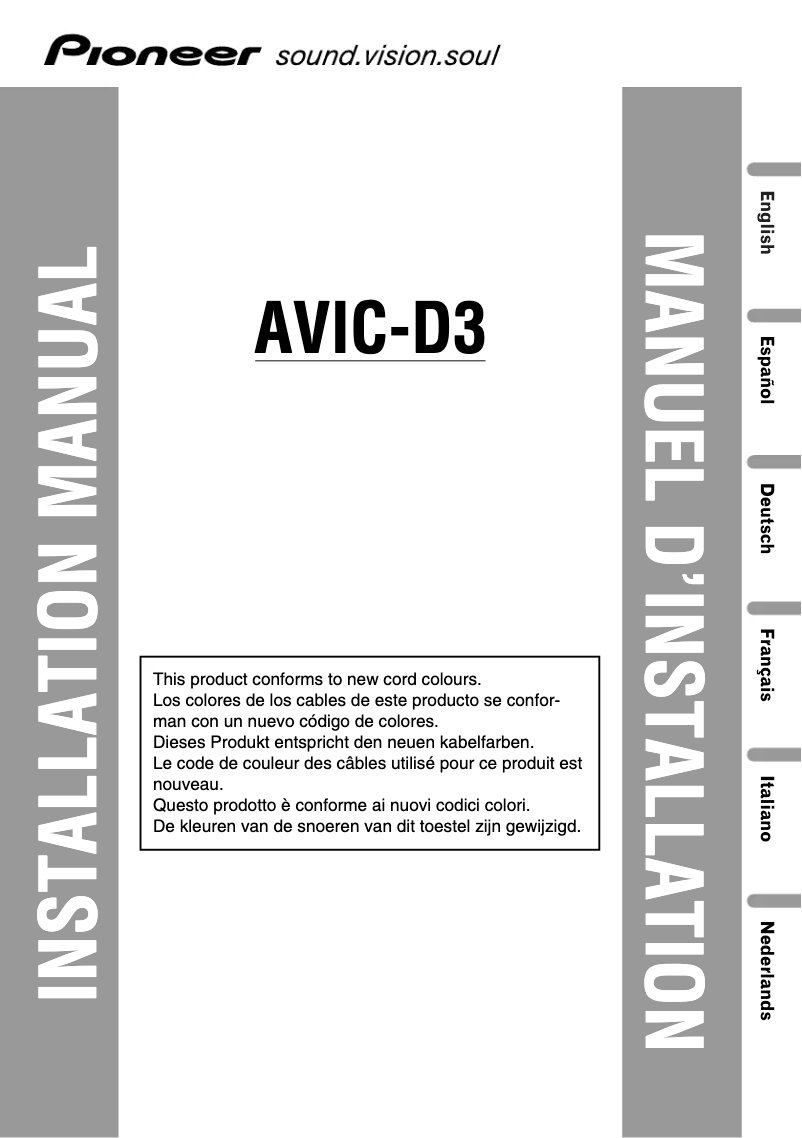 Image de la première page du manuel de l'appareil AVIC-D3
