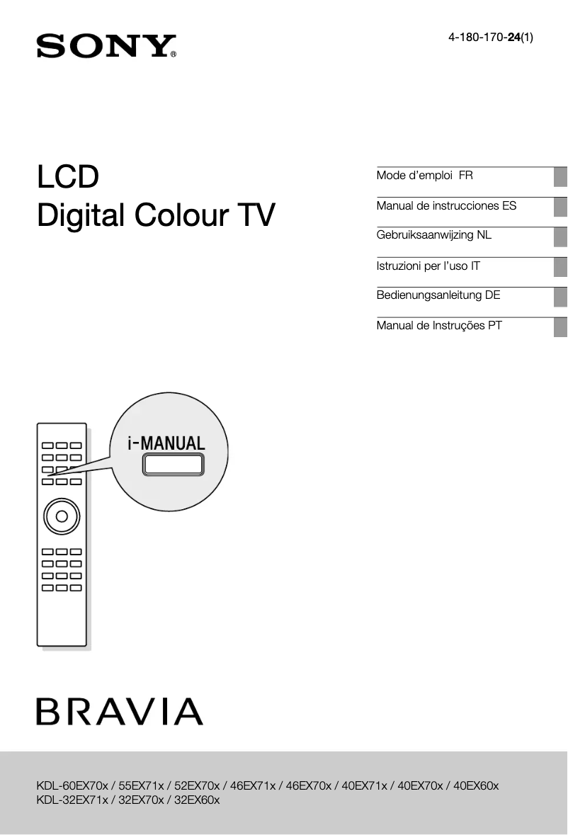 Image de la première page du manuel de l'appareil Bravia KDL-40EX704