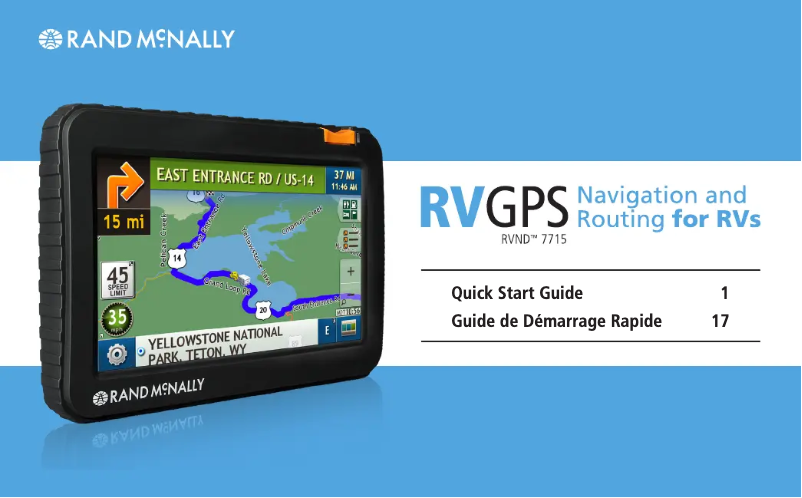 Page n°1 - Guide de démarrage rapide Rand McNally RVND 7715