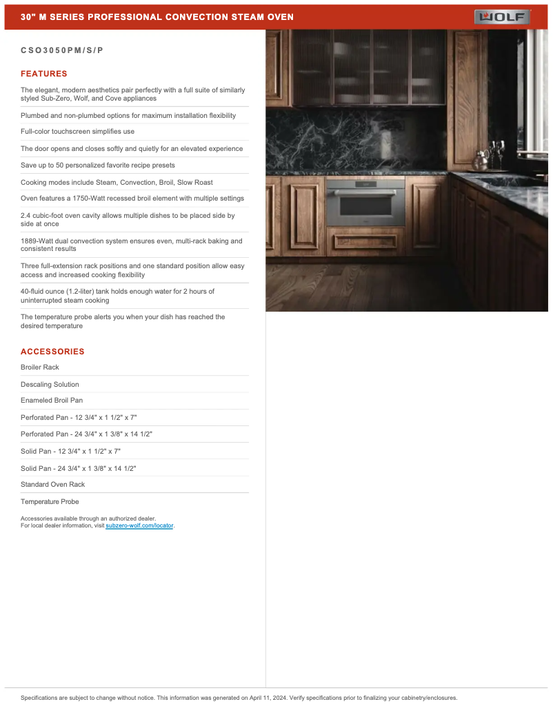 Page 1 de la notice Manuel utilisateur Wolf CSO3050PS