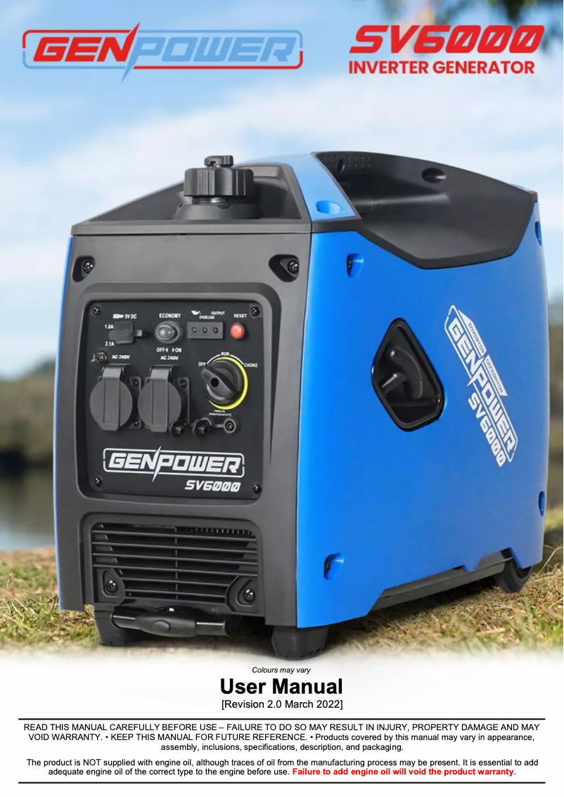 Página 1 del manual Manual de usuario Genpower SV6000