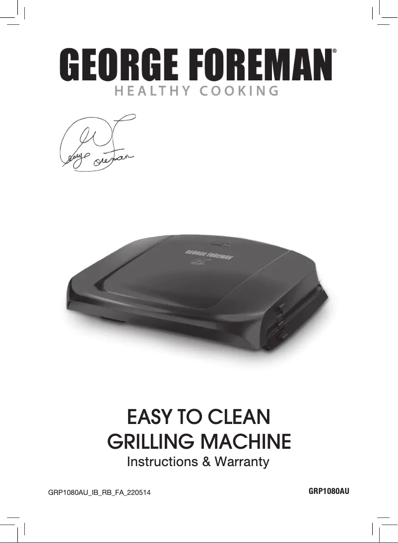 Página 1 del manual Manual de usuario George Foreman GRP1080AU