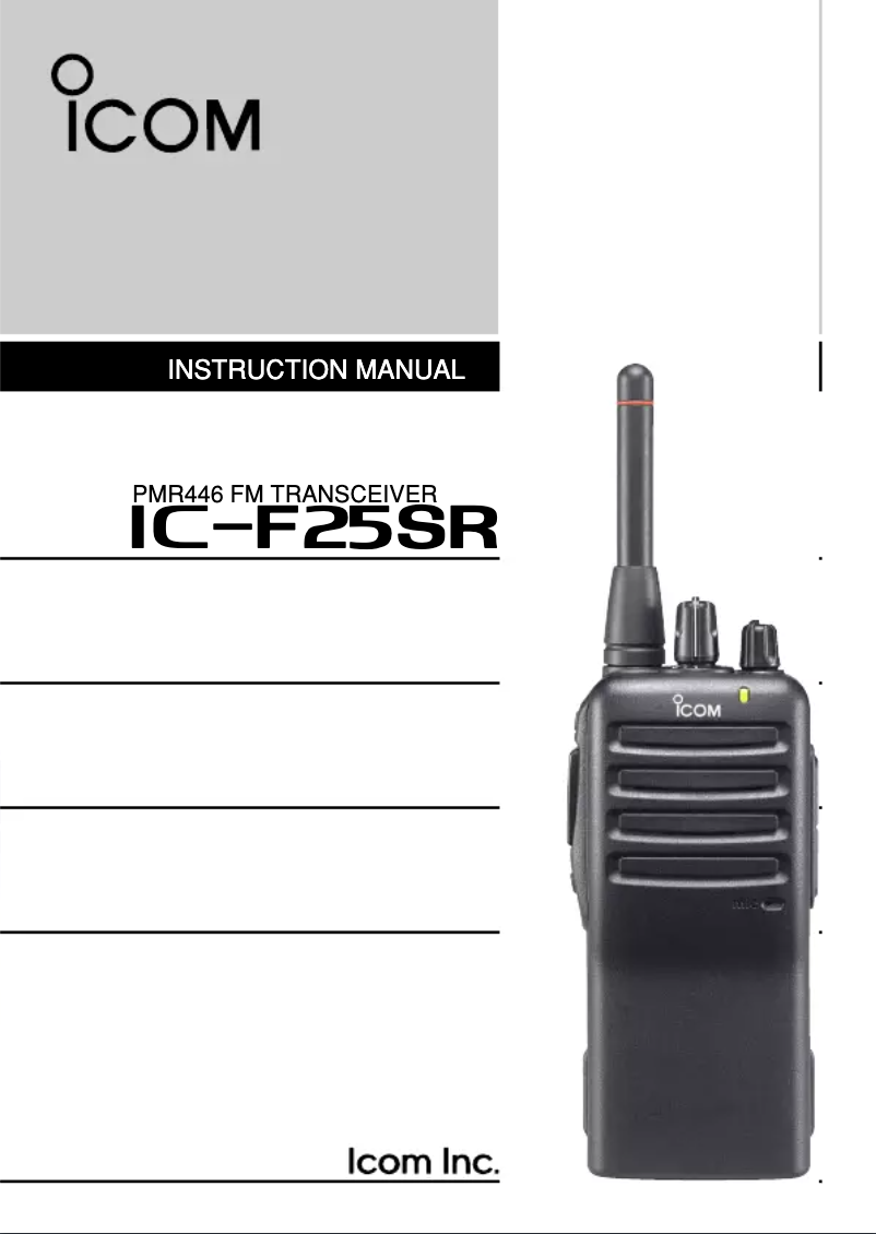 Page n°1 - Manuel utilisateur ICOM IC-F25SR