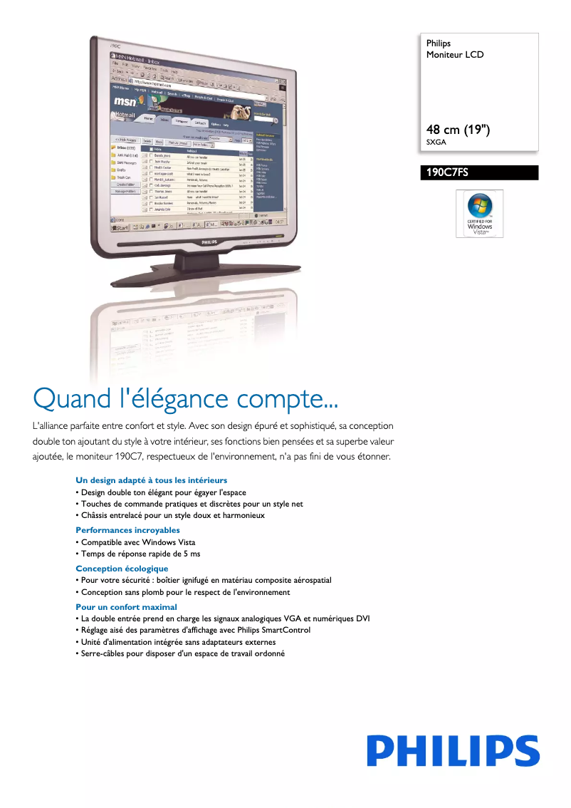 Imagen de la primera página del manual del dispositivo 190C7FS