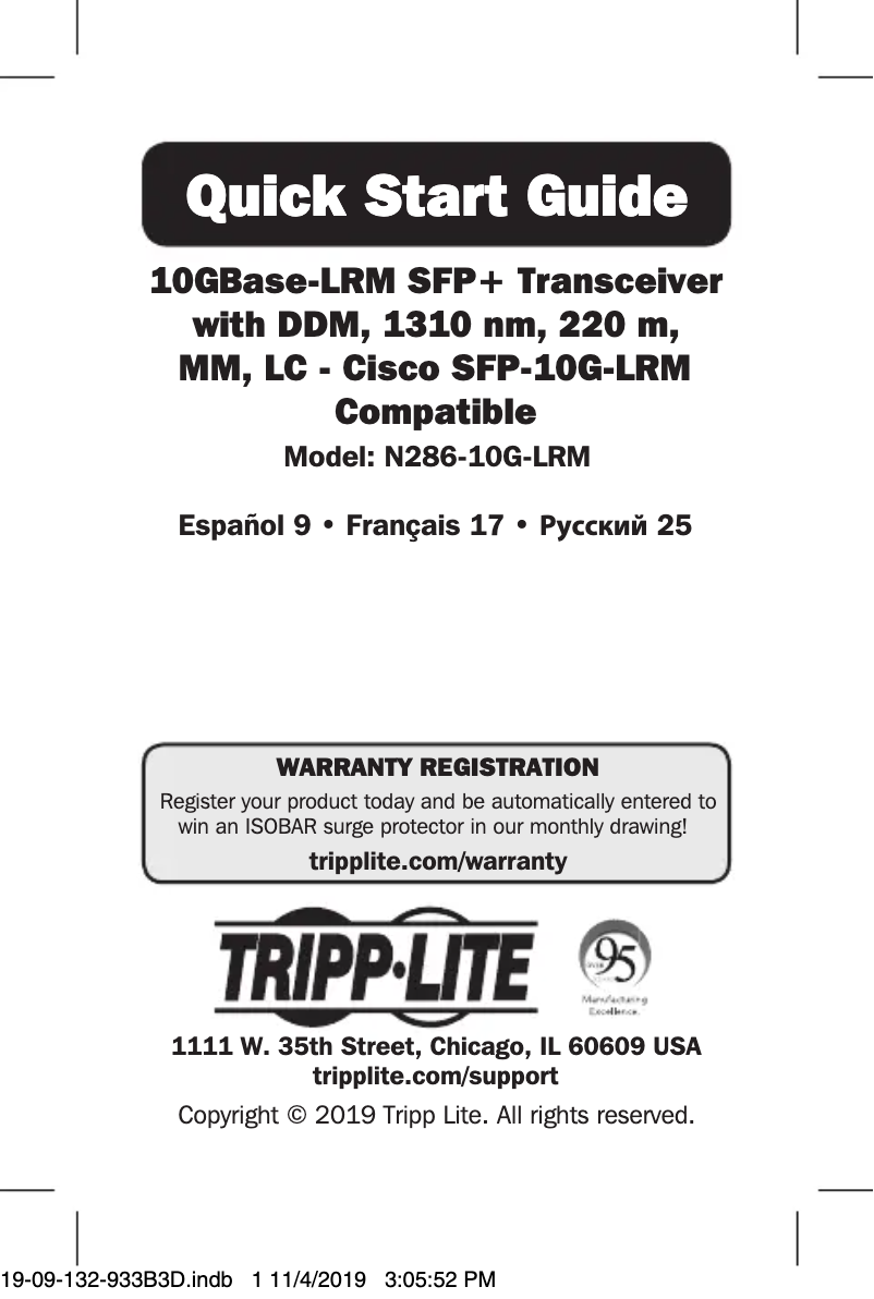 Page 1 de la notice Manuel utilisateur Tripp Lite N286-10G-LRM