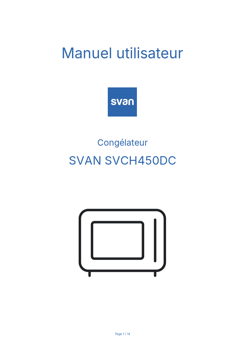 Page n°1 - Manuel utilisateur SVAN SVCH450DC