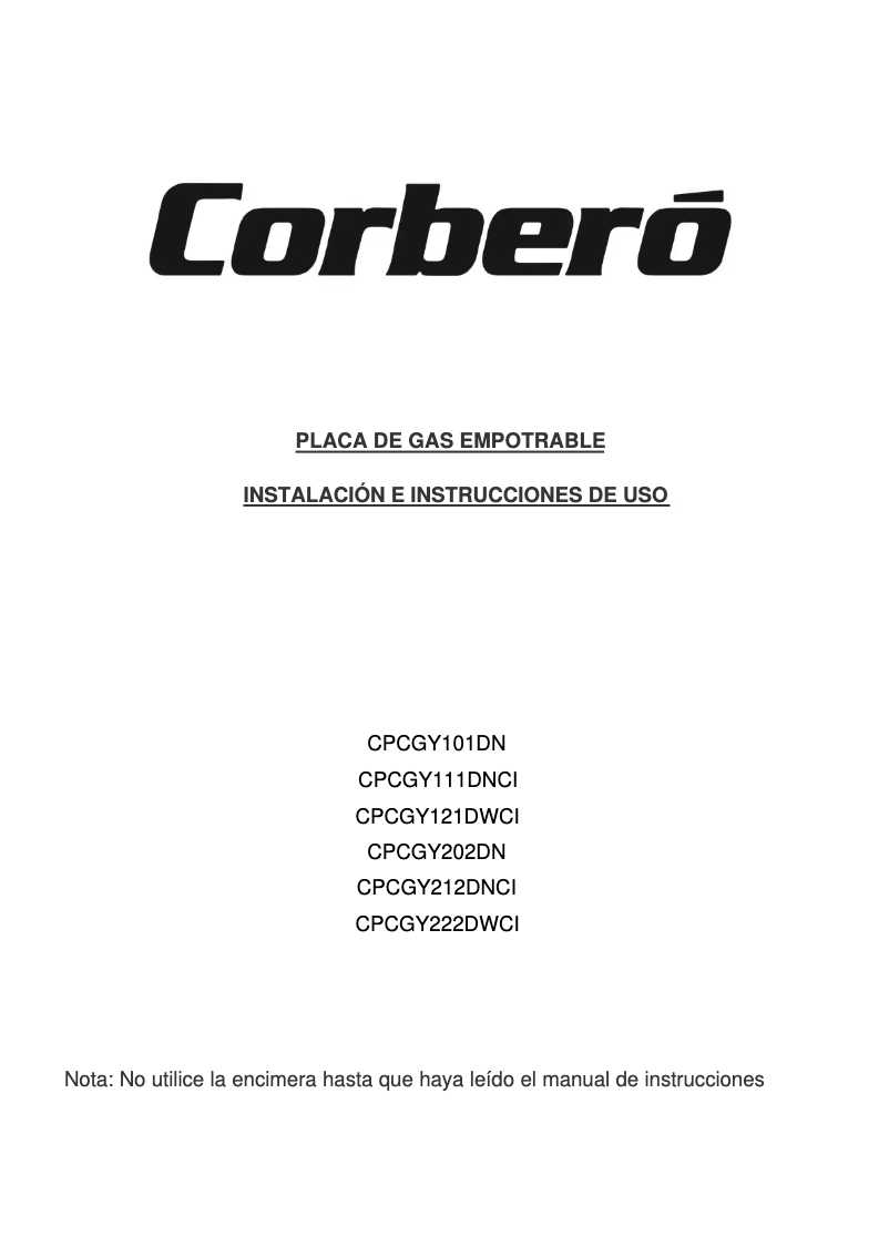 Page n°1 - Manuel utilisateur Corbero CPCGY121DWCI