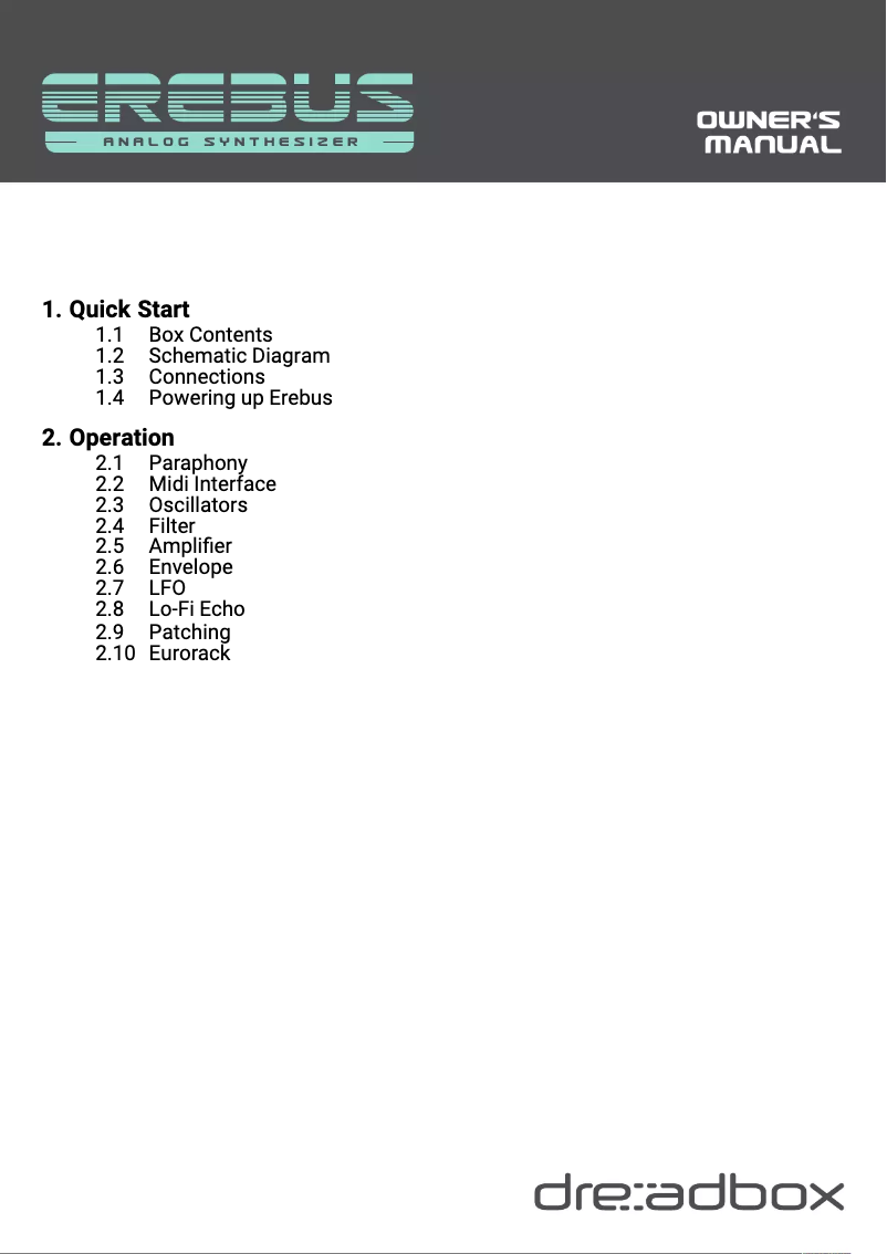 Page n°1 - Manuel utilisateur Dreadbox Erebus