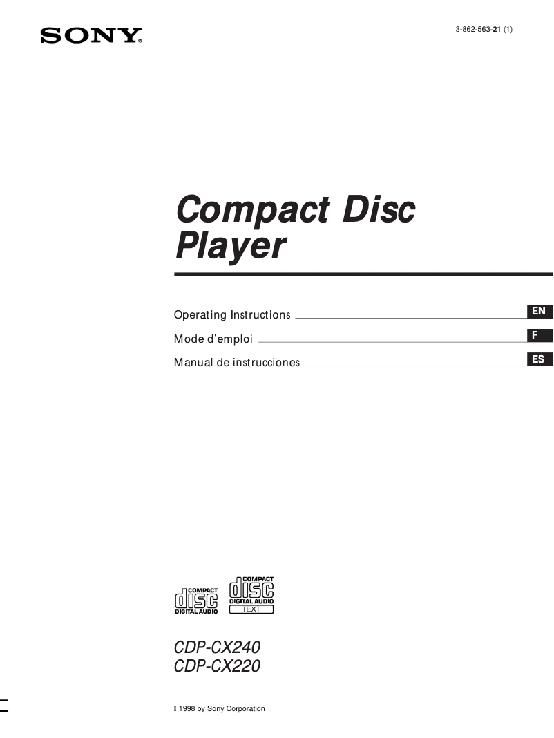 Image de la première page du manuel de l'appareil CDP-CX220