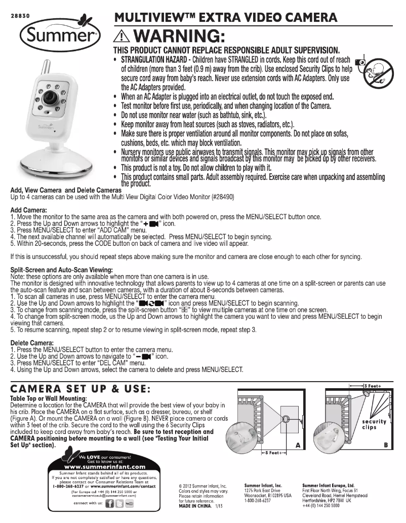 Page 1 de la notice Manuel utilisateur Summer Infant Multi View 28490