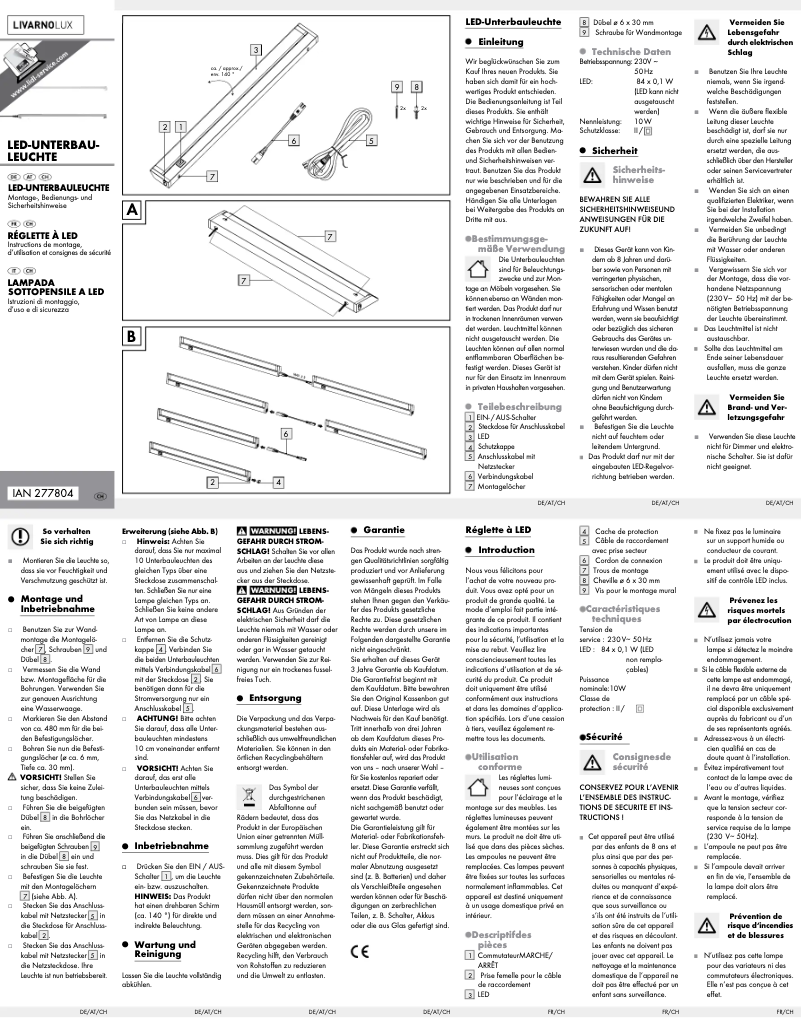 Page 1 de la notice Manuel utilisateur Livarno Lux HG01199