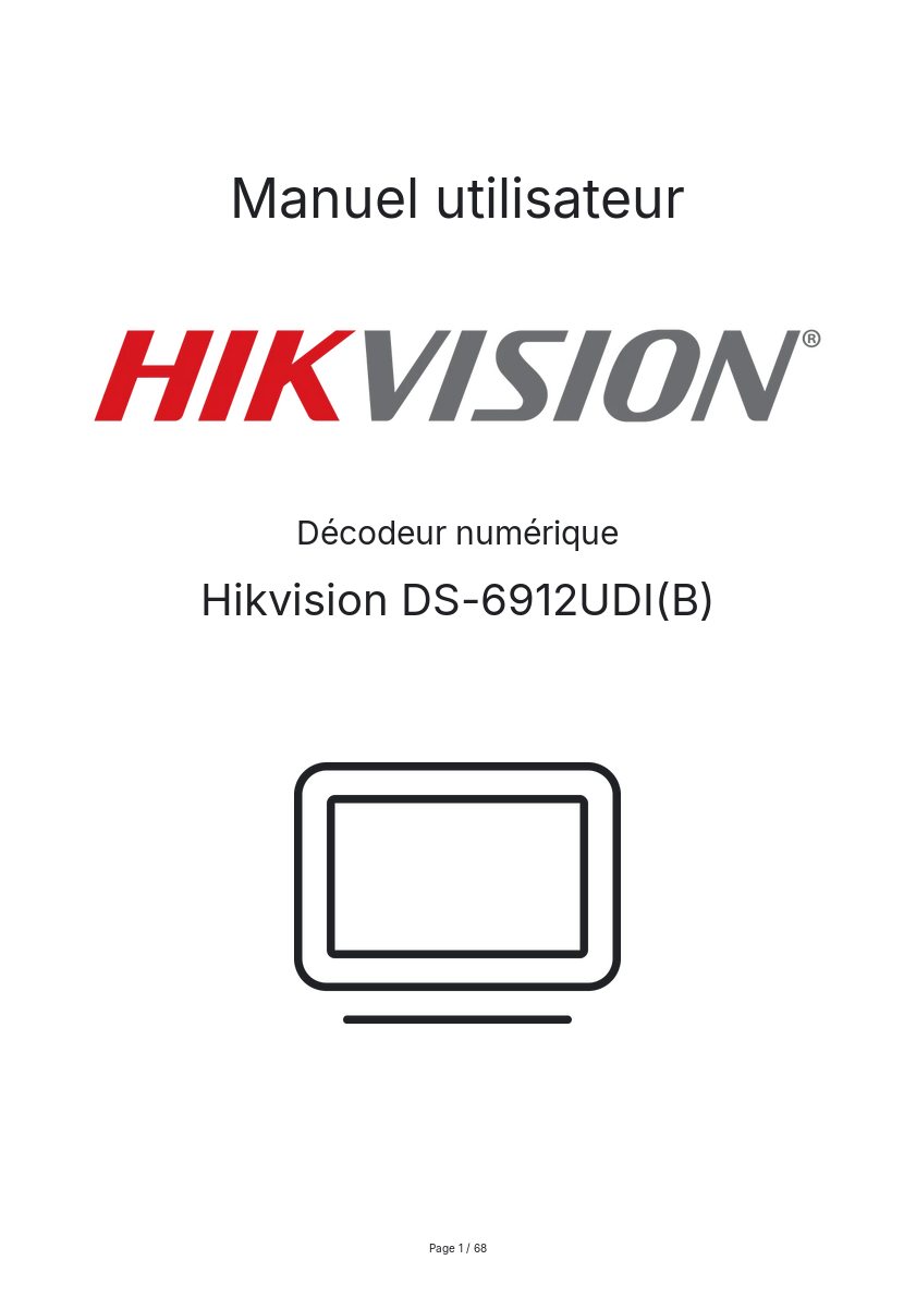 Image de la première page du manuel de l'appareil DS-6912UDI(B)