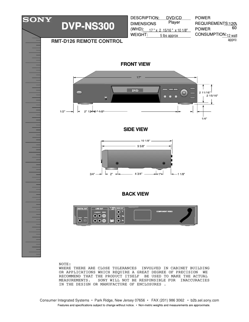 Page n°1 - Guide d'installation Sony DVP-NS300