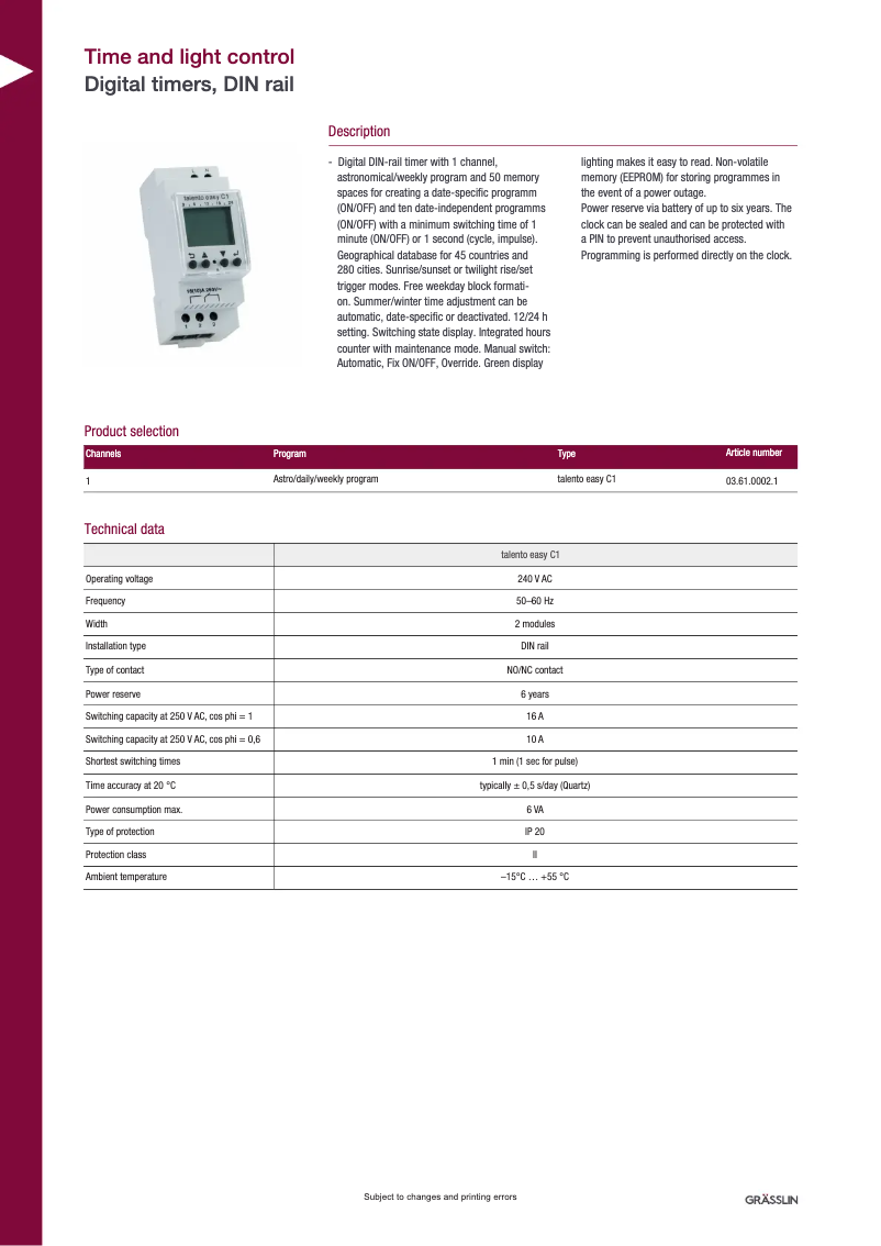 Image de la première page du manuel de l'appareil talento easy C1