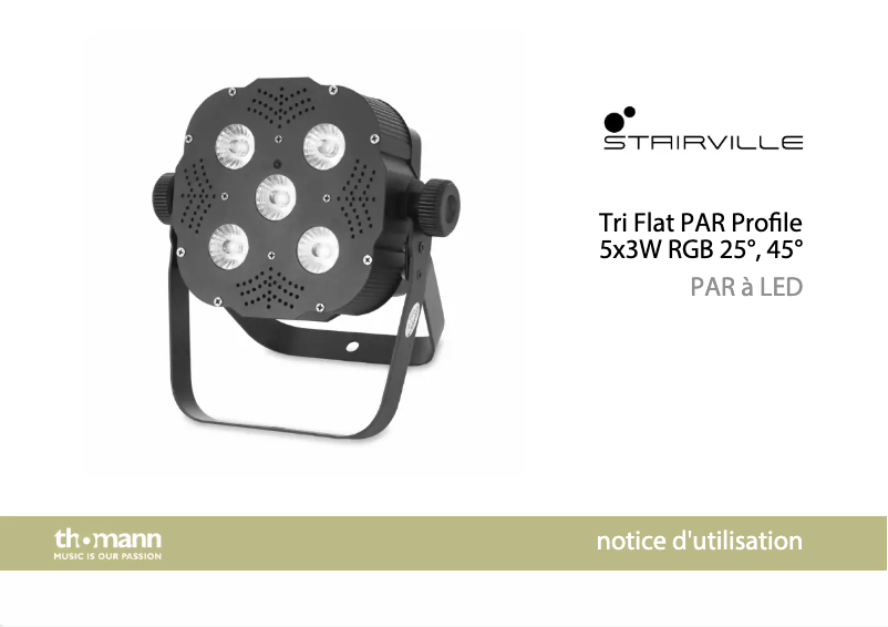 Page 1 de la notice Manuel utilisateur Stairville Tri Flat PAR Profile 5x3W RGB 25°