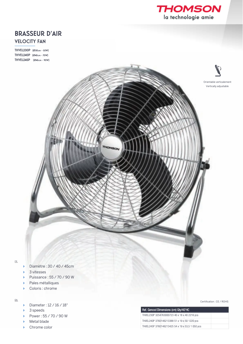 Page 1 de la notice Manuel utilisateur Thomson THVEL240P