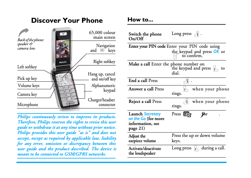 Page 1 de la notice Manuel utilisateur Philips Xenium 9@9e