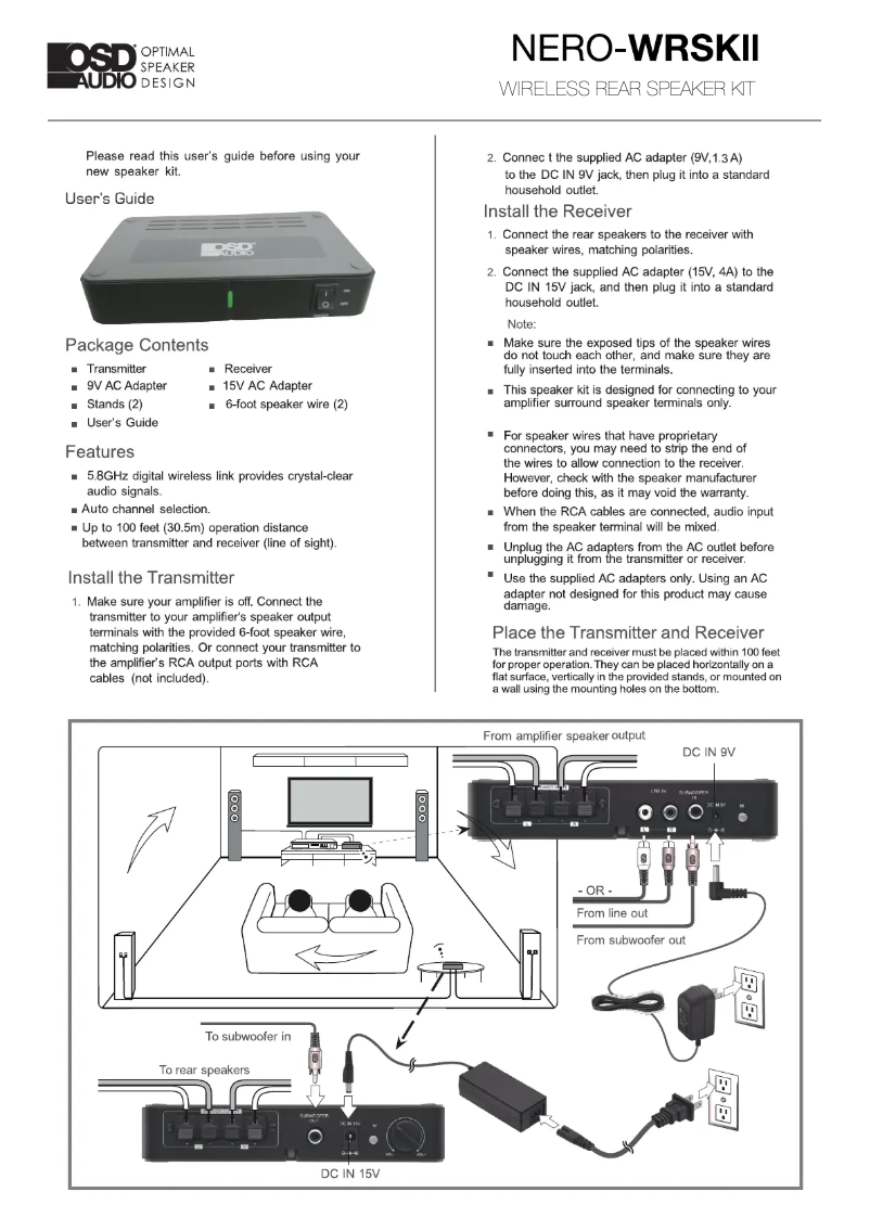 Page n°1 - Manuel utilisateur OSD Audio NERO-WRSKII