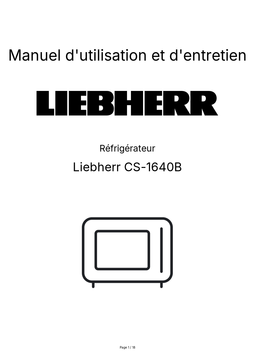 Image de la première page du manuel de l'appareil CS-1640B