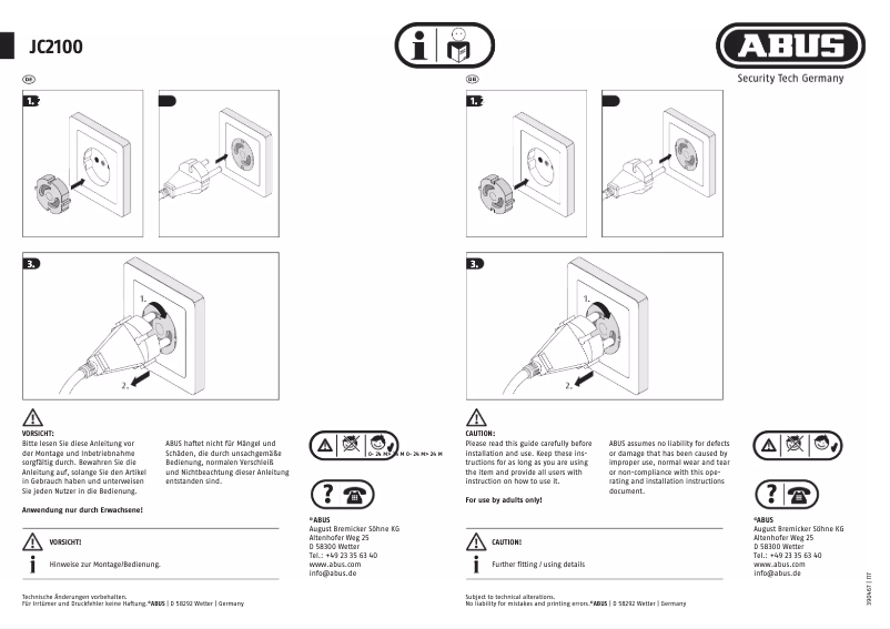 Image de la première page du manuel de l'appareil JC2100