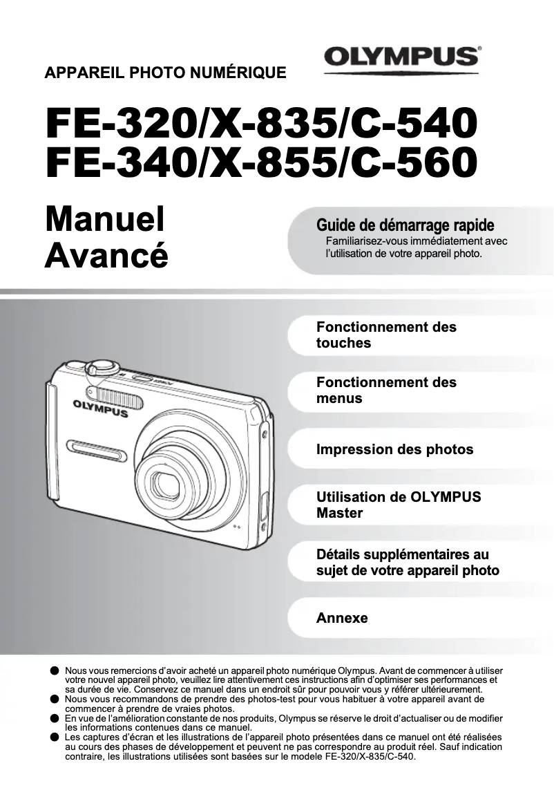 Image de la première page du manuel de l'appareil FE-340