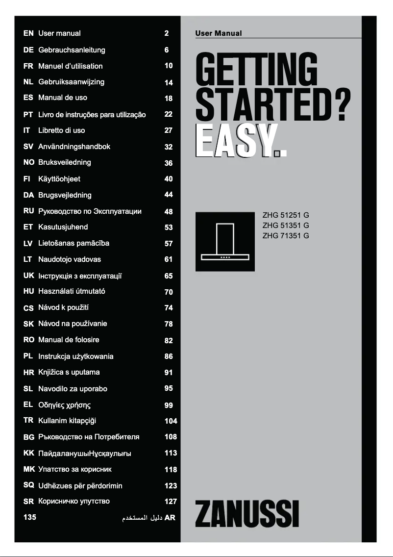 Page n°1 - Manuel utilisateur Zanussi ZHG51351G
