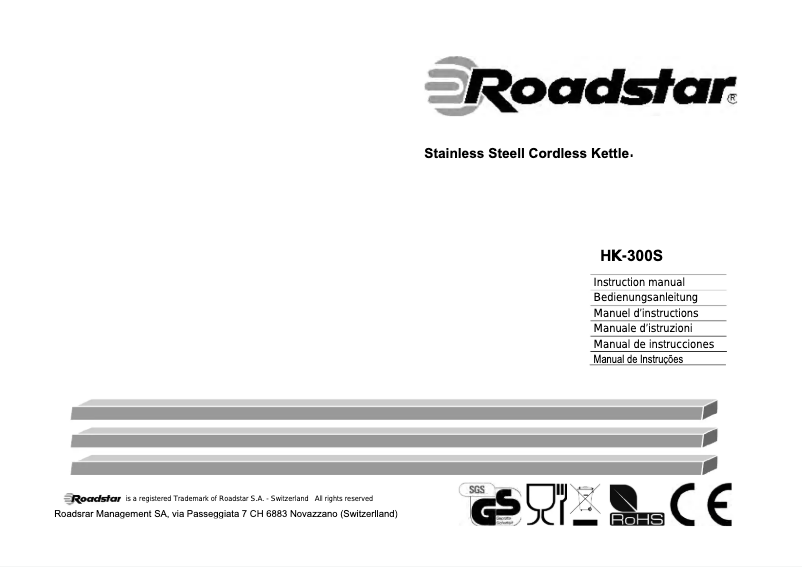 Page n°1 - Manuel utilisateur Roadstar HK-300S