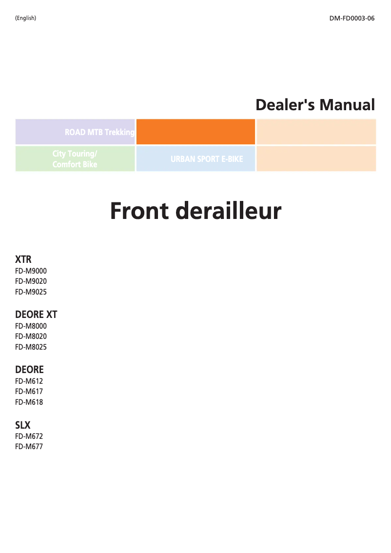 Page n°1 - Manuel utilisateur Shimano FD-M9025