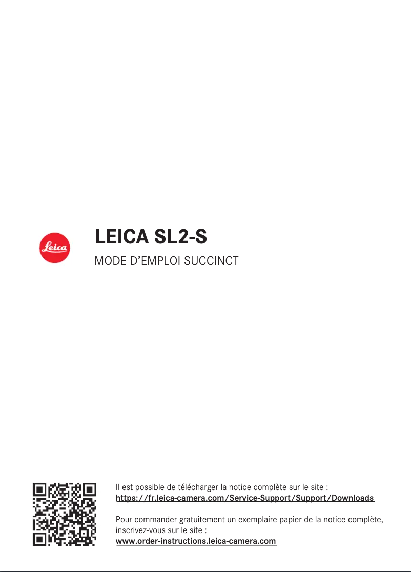 Page 1 de la notice Guide de démarrage rapide Leica SL2-S
