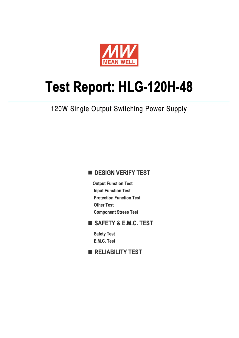 Page 1 de la notice Fiche technique Mean Well HLG-120H-48