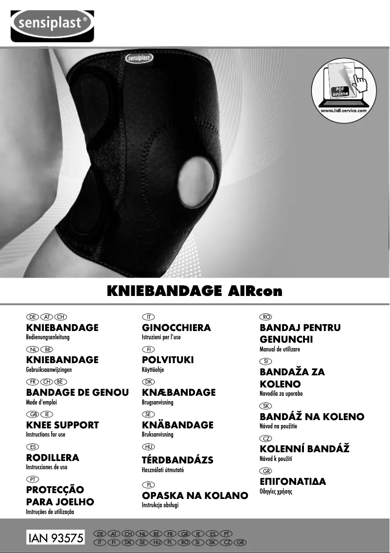 Page 1 de la notice Manuel utilisateur Sensiplast IAN 93575