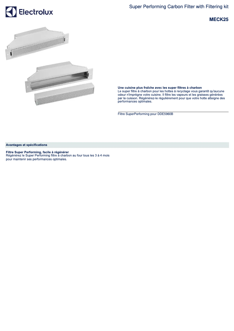 Page 1 de la notice Fiche technique AEG MECK25