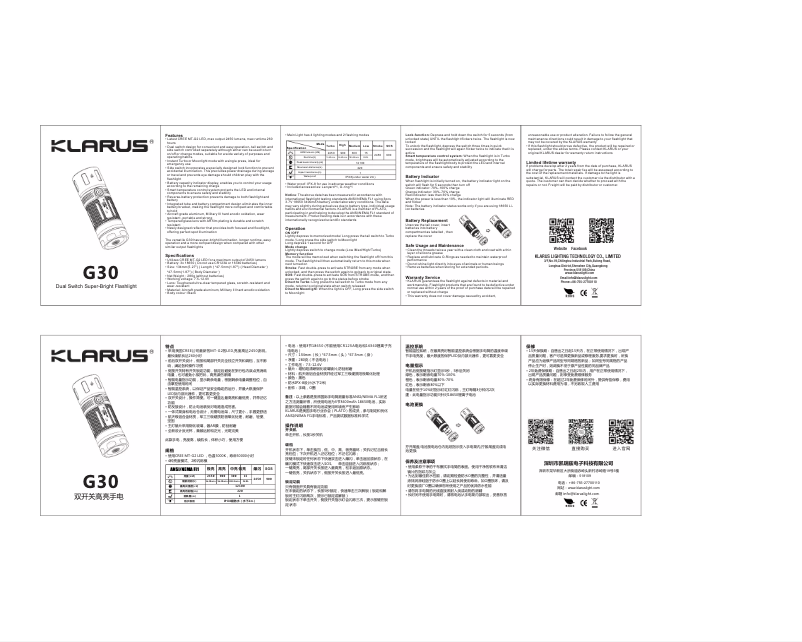 Image de la première page du manuel de l'appareil G30