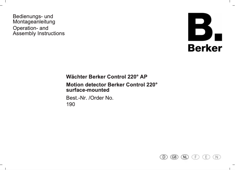 Page 1 de la notice Manuel utilisateur Berker 190
