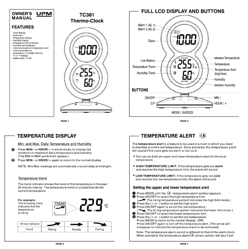 Page n°1 - Manuel utilisateur UPM TC381