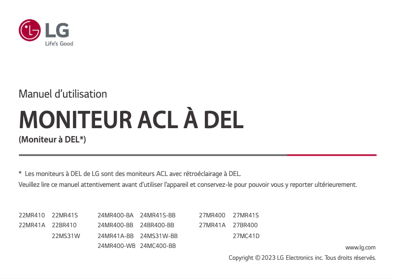Page n°1 - Manuel utilisateur LG 24MR41S