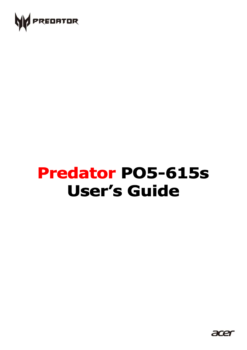 Page 1 de la notice Manuel utilisateur Acer Predator PO5-615s