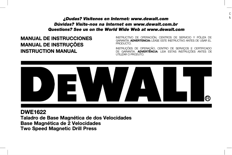 Page 1 de la notice Manuel utilisateur DeWalt DWE1622