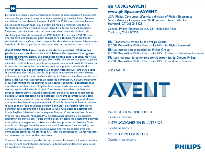 Image de la première page du manuel de l'appareil AVENT SCD298