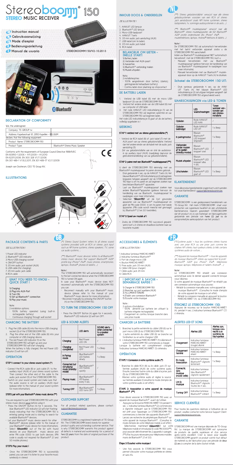 Page 1 de la notice Manuel utilisateur Stereoboomm 150