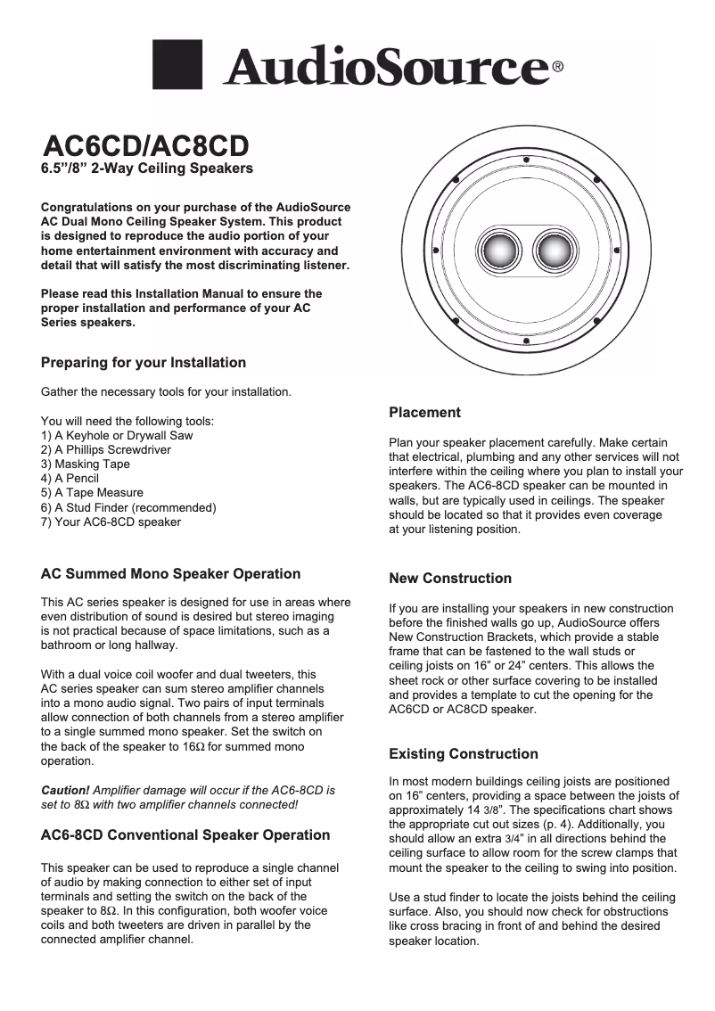 Image de la première page du manuel de l'appareil AC6CD