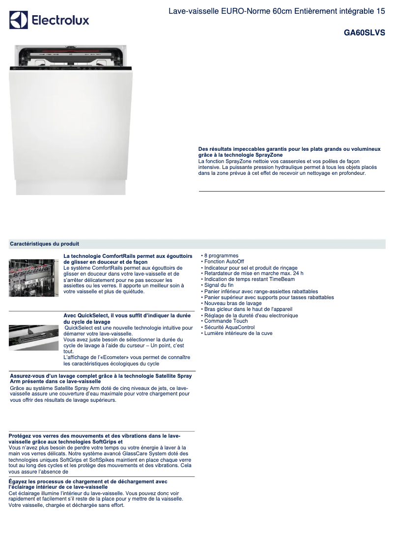 Page n°1 - Fiche technique Electrolux GA60SLVS